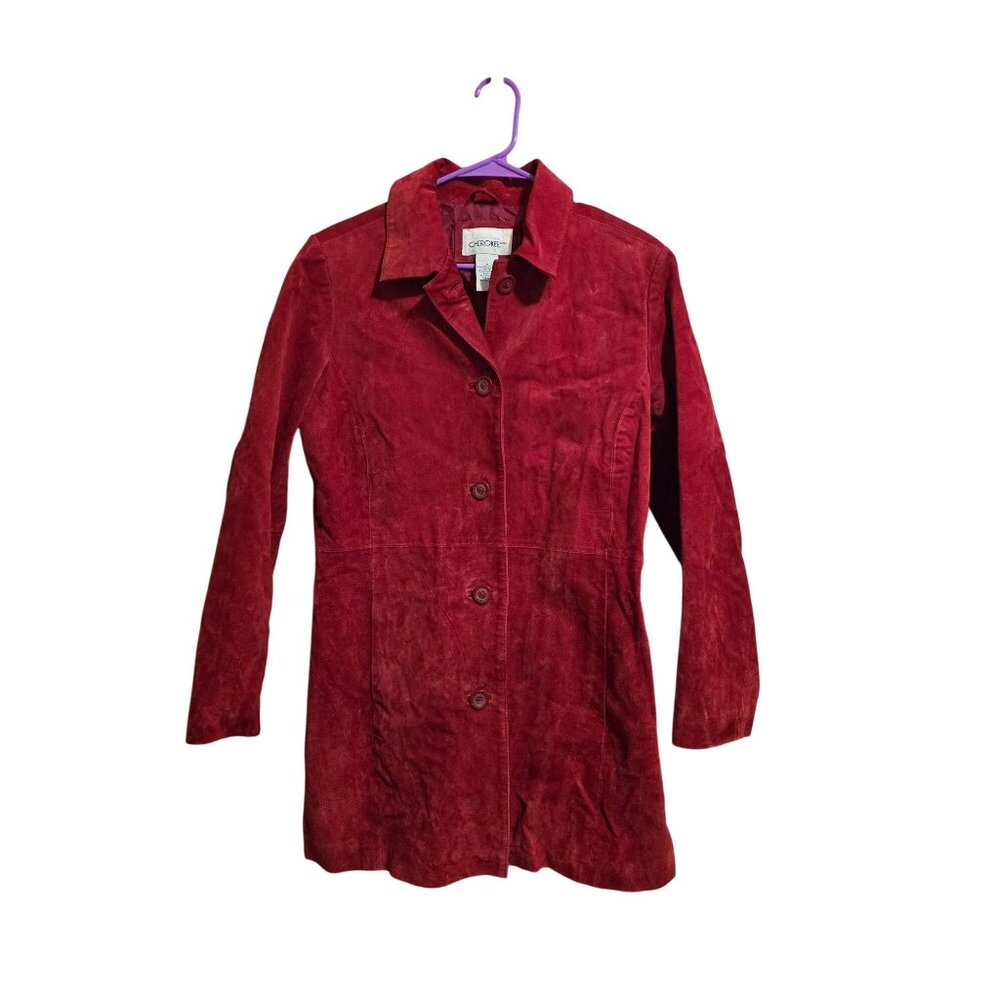 Vintage 90s Cherokee Red Suede Womens Coat‎ Medium